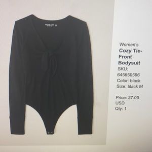 Abercrombie Tie Front Black Knit Bodysuit *NEW*
